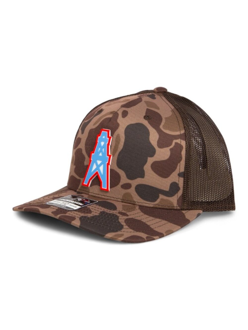 Houston Oilers 3D Snapback Trucker Hat- Bark Duck Camo/ Brown